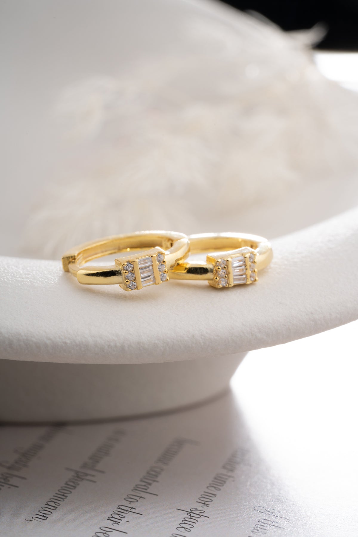 925 Sterling Silver Baguette Hoop Earring