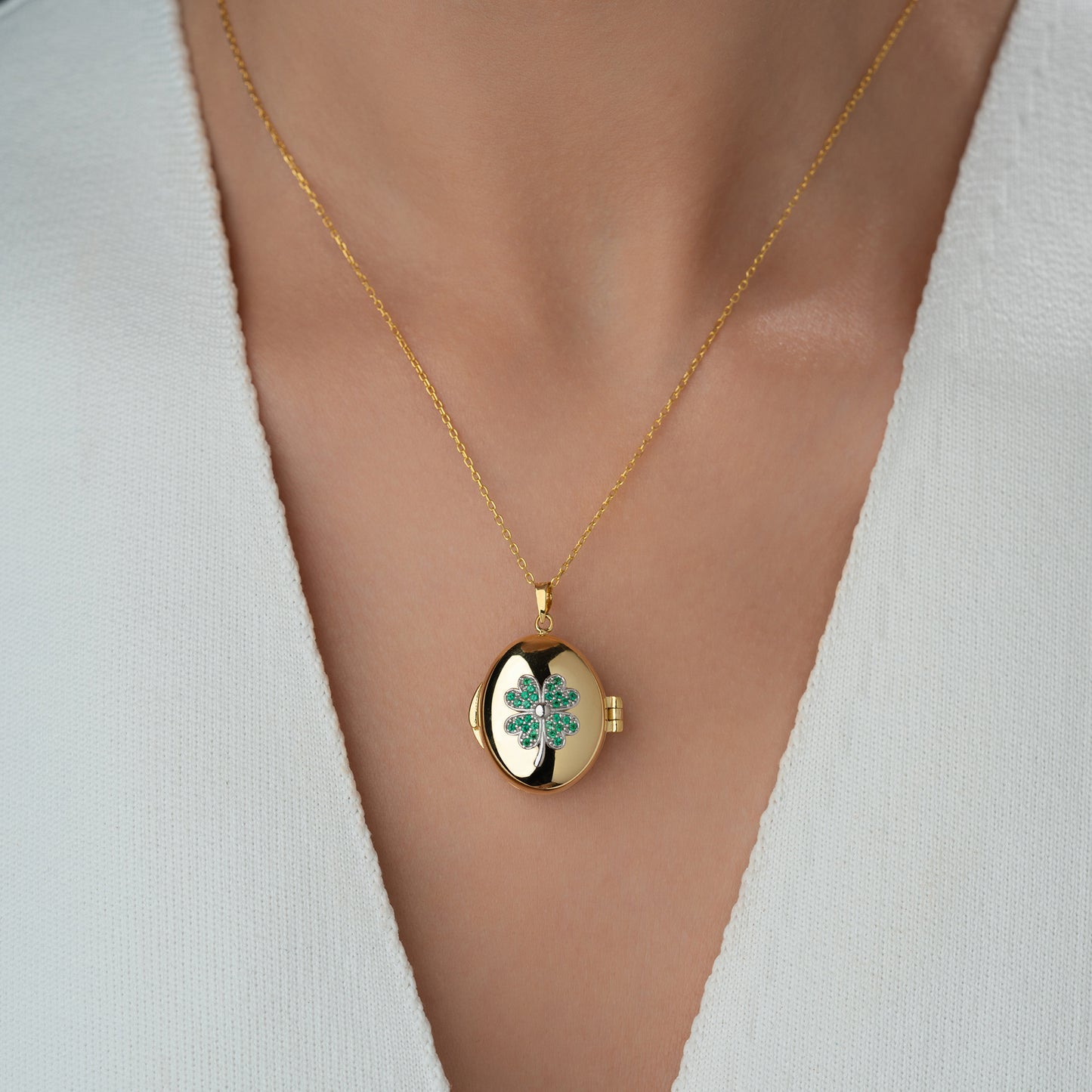 Altın Kaplama Yonca Kolye