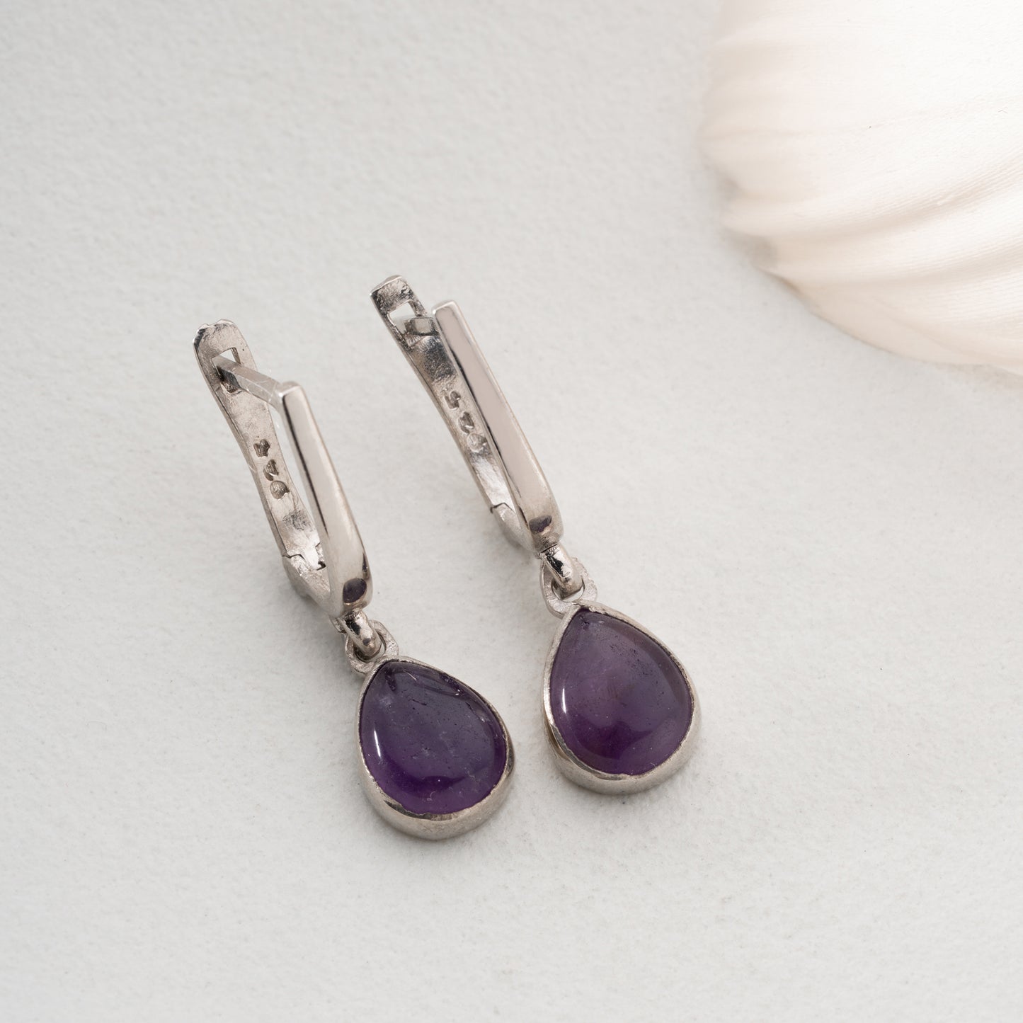 Ametist Taşlı Gümüş Küpe