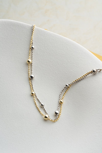 Zweifarbiges Kugelarmband aus 925er Silber