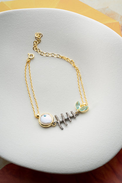 Armband aus 925er Silber mit Fischmotiv und Zirkonsteinen