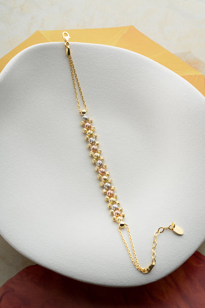 Dreifarbiges Armband aus 925er Silber mit Perlen