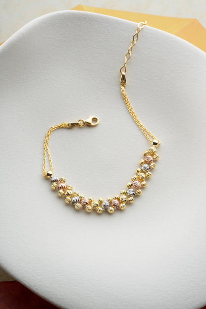 Dreifarbiges Armband aus 925er Silber mit Perlen