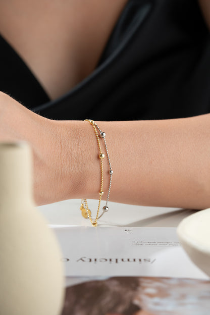 Zweifarbiges Kugelarmband aus 925er Silber