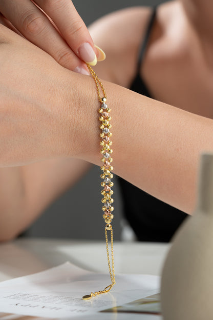 Dreifarbiges Armband aus 925er Silber mit Perlen