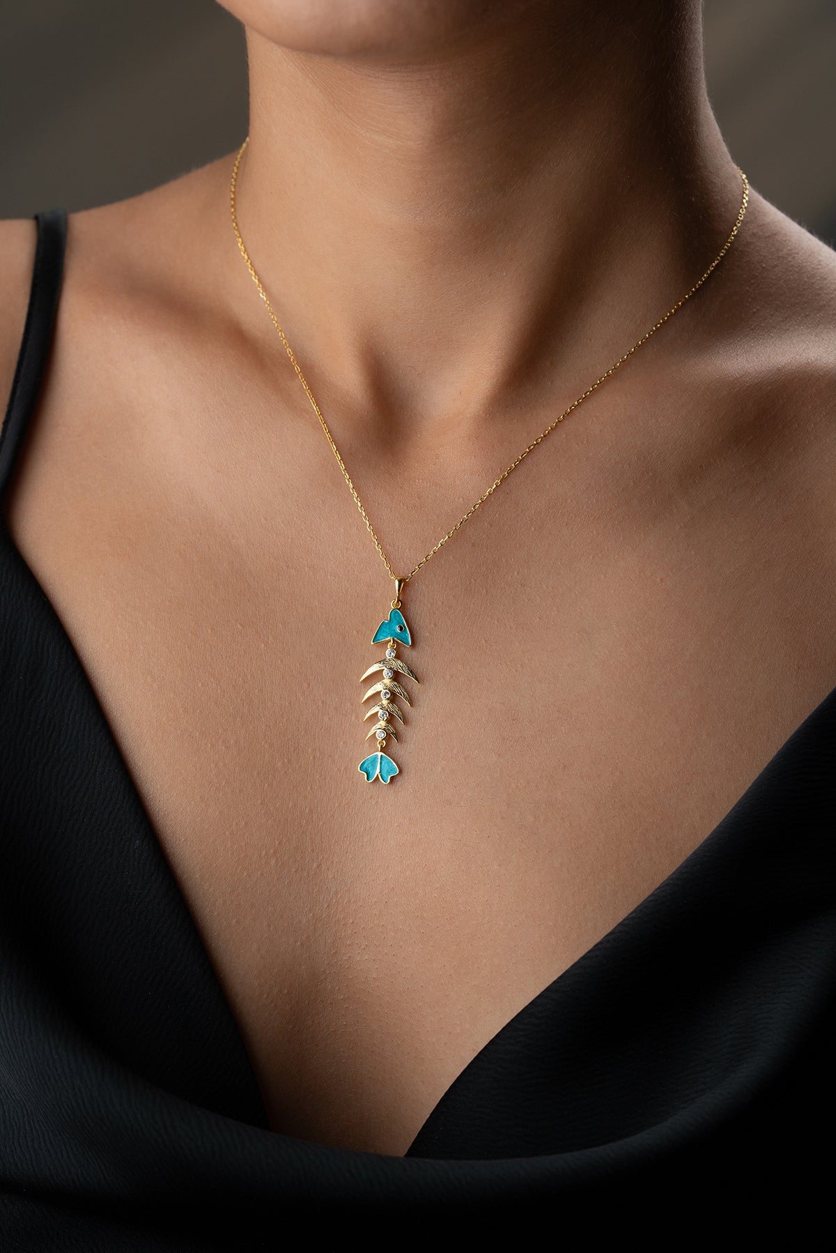 Balık İskeleti Kolye - 925 Ayar Gümüş