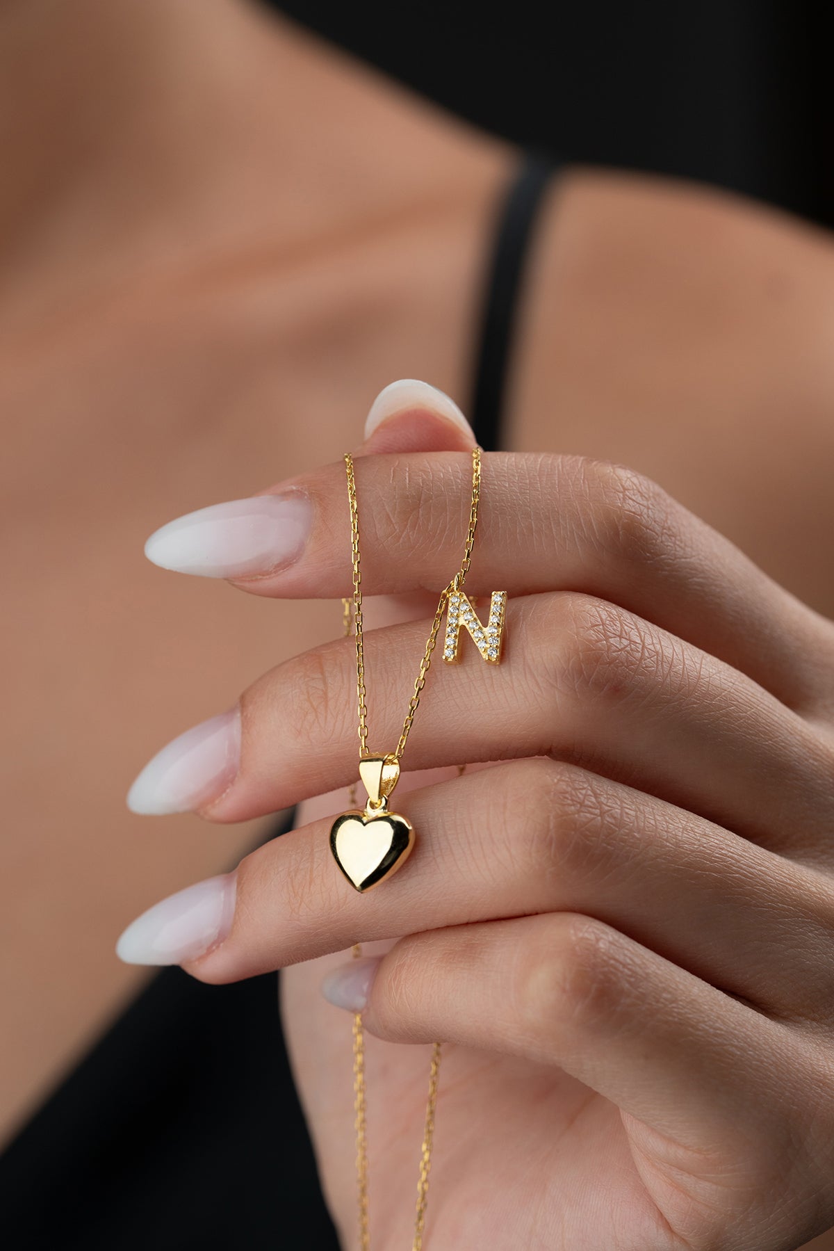 925 Ayar Gümüş Kalpli Harf Kolye