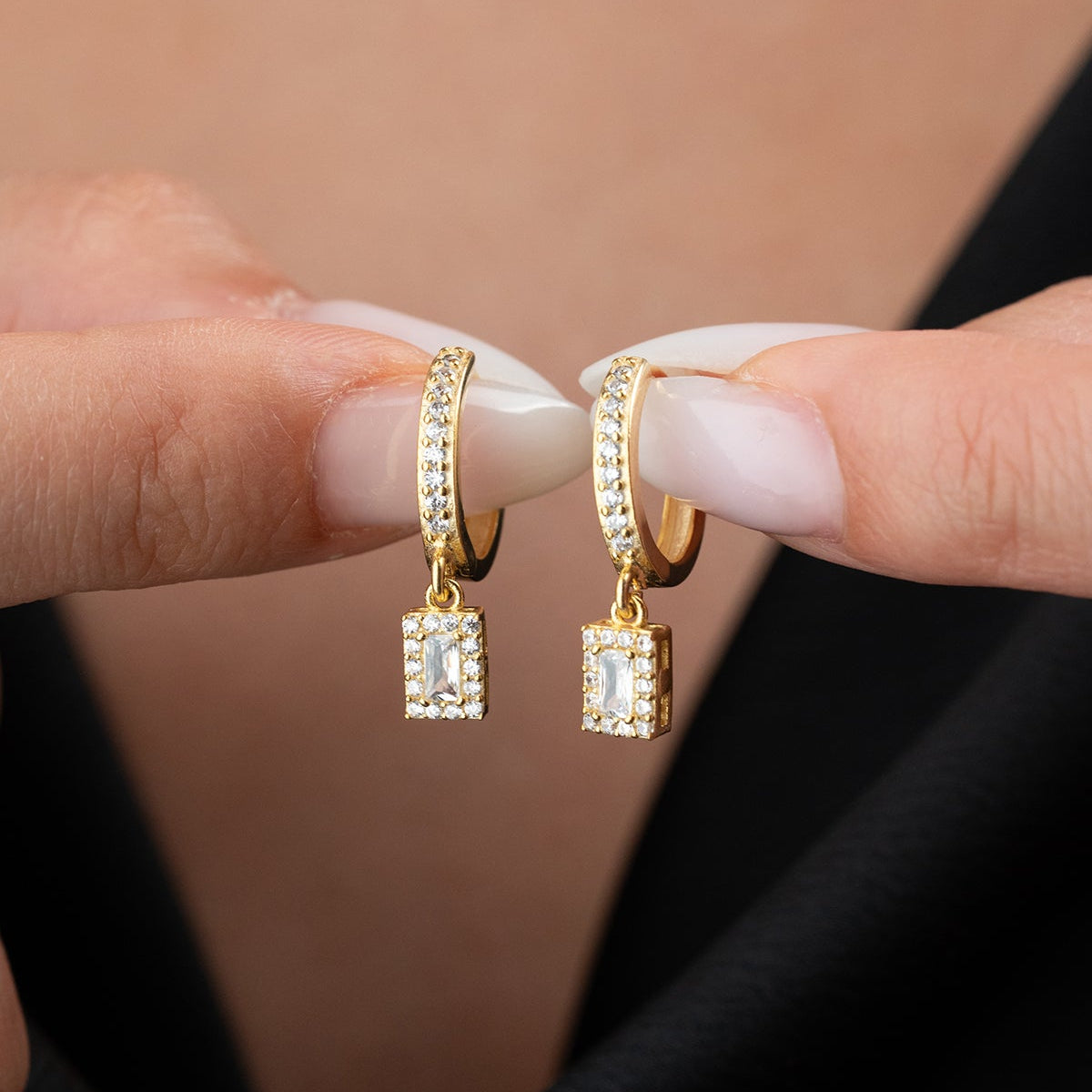 925 Sterling Silver Baguette Stone Earrings