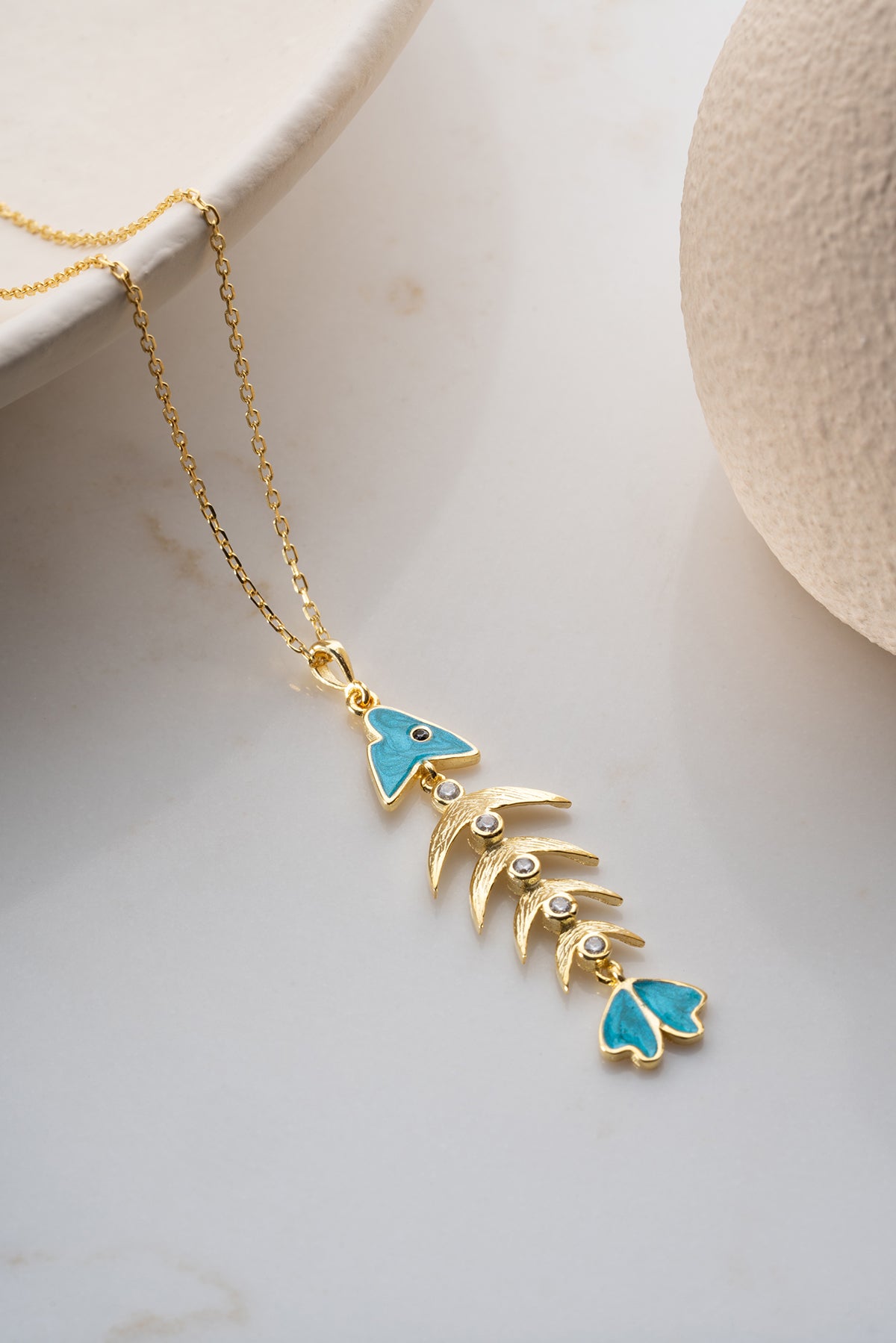 Balık İskeleti Kolye - 925 Ayar Gümüş