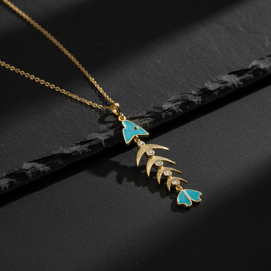 Fish Skeleton Necklace - 925 Sterling Silver