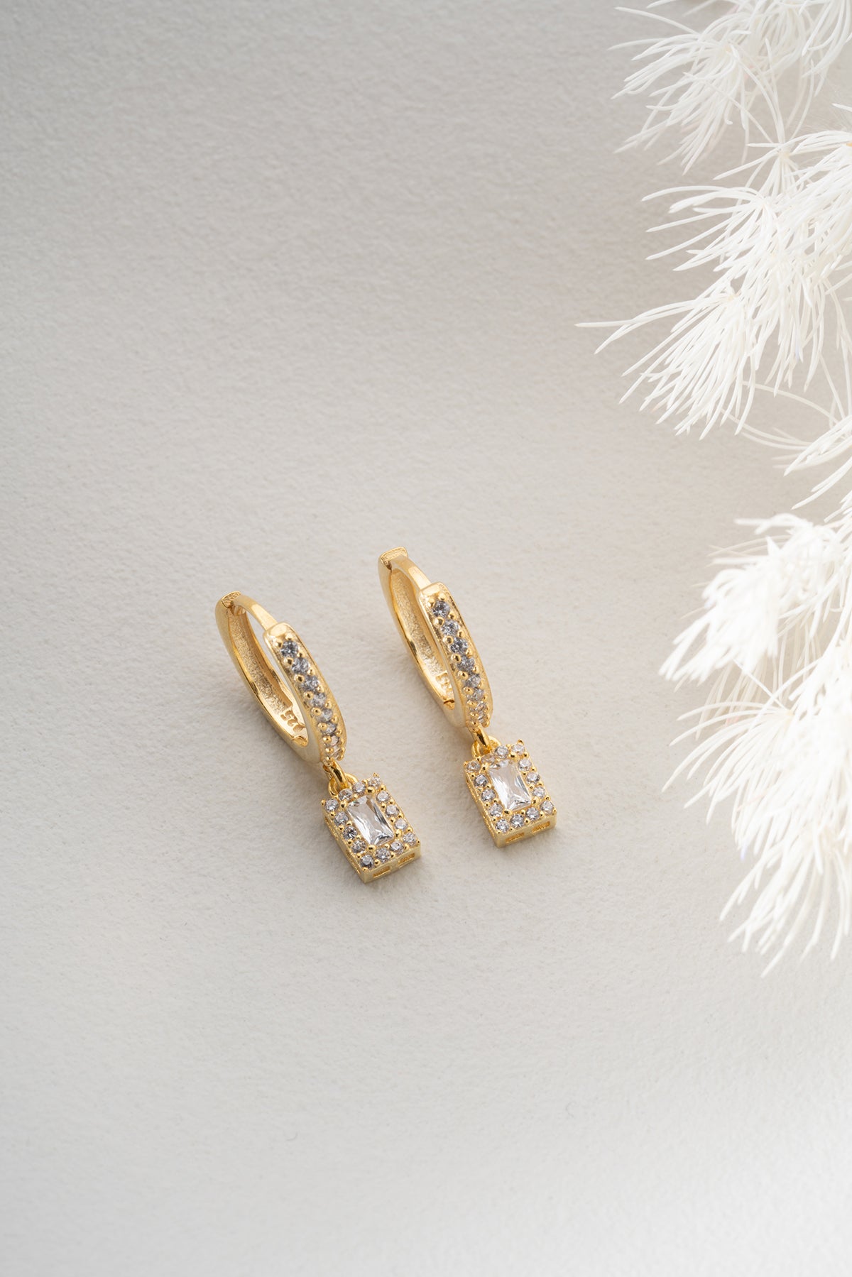 925 Sterling Silver Baguette Stone Earrings