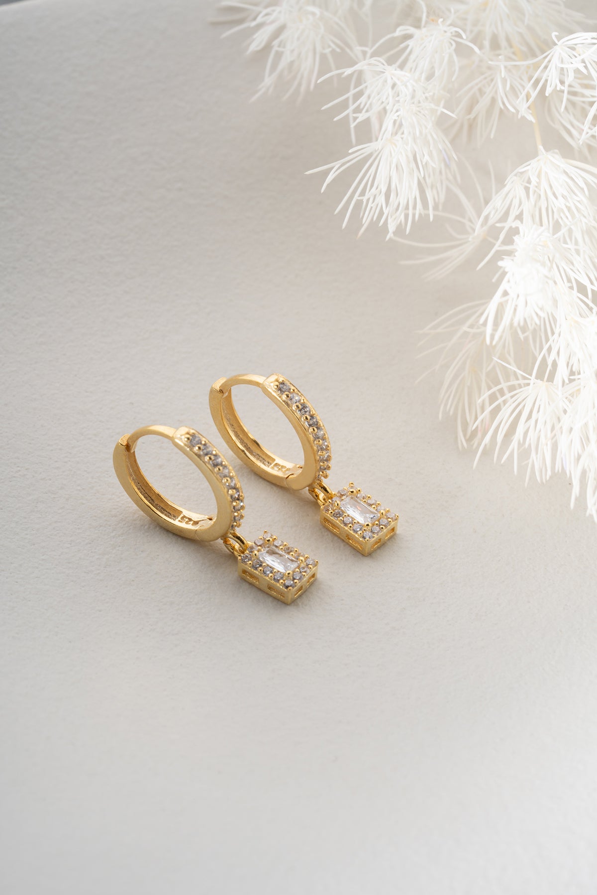 925 Sterling Silver Baguette Stone Earrings