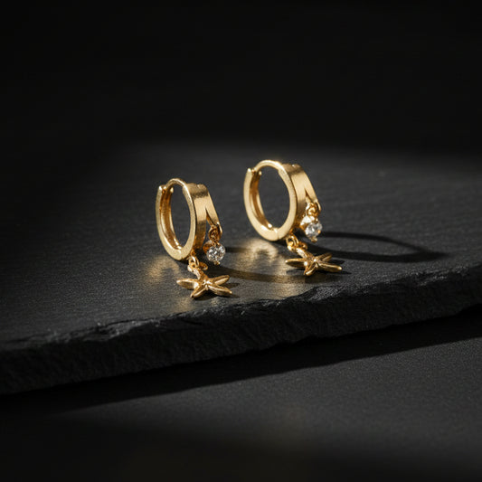 Elegant Hoop Earrings with Starfish Figures