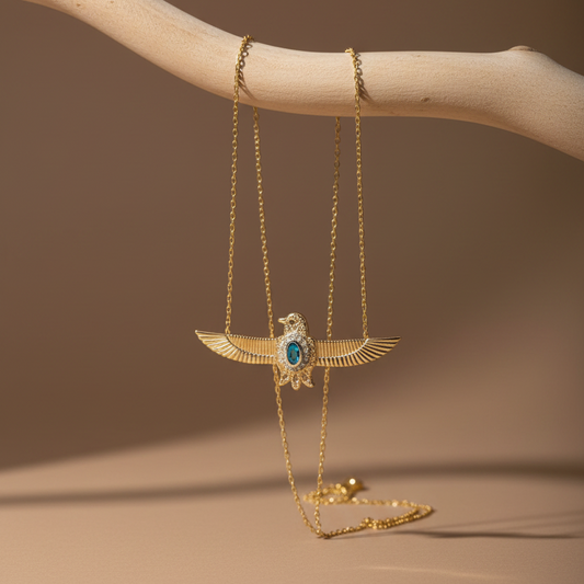 Royal Blue Kartal Winged Silver Necklace
