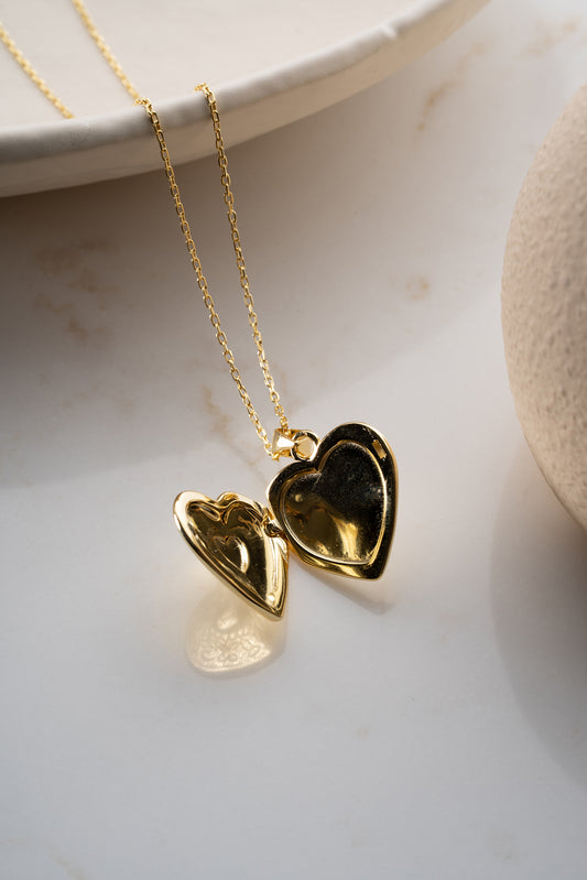 Golden Memory Herz Silber Medaillonkette