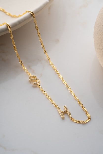 Personalized Necklace with Double Letter - 925 Sterling Silver