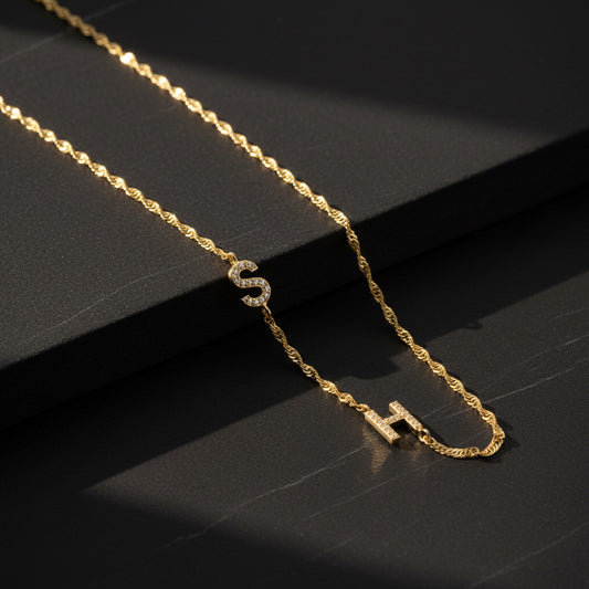 Personalisierte Doppelbuchstaben Halskette – 925er Silber