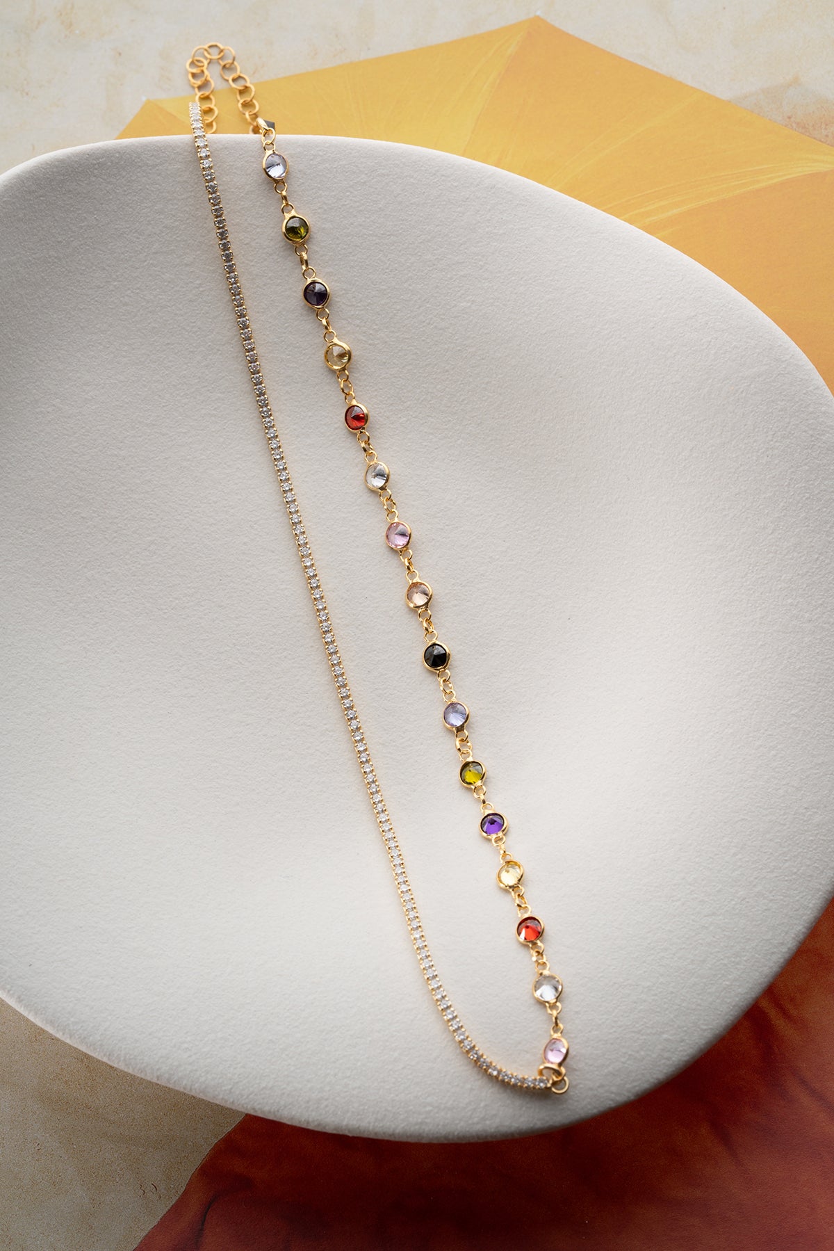 Kette mit bunten Steinen – 925 Sterling Silber – Rainbow Shine