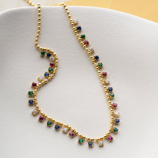 Serenay Halskette – Mit bunten Steinen – 925 Sterling Silber