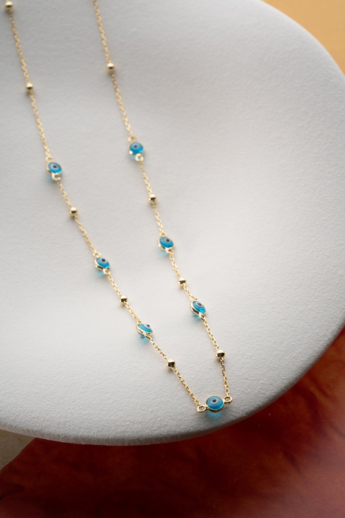 Evil Eye Chain Necklace – 925 Sterling Silver – Blue Aura
