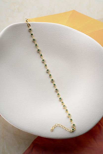 Zümrüt Taşlı Altın Kaplama Bileklik