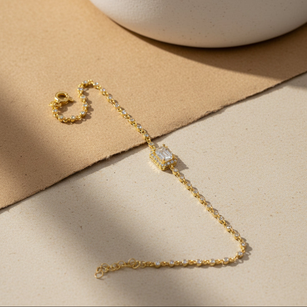 925 Sterling Silver Bagon Stone Bracelet