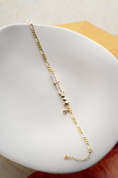 Bracelet en pierre rose élégant - 925 argent sterling