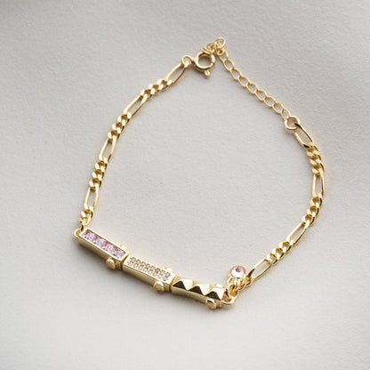 Bracelet en pierre rose élégant - 925 argent sterling