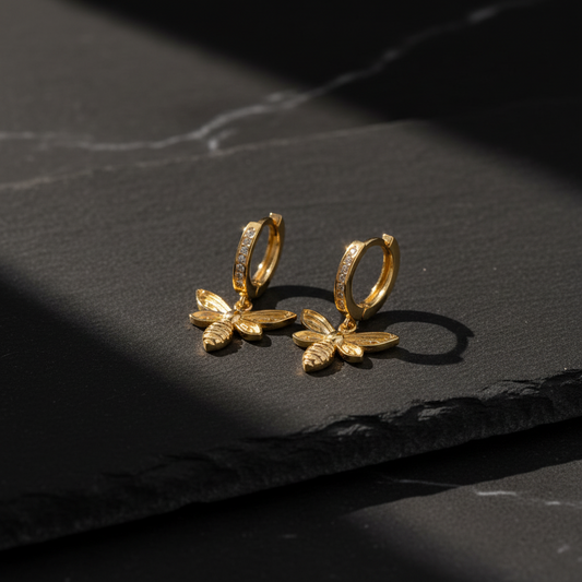 Queenbee gold -plated bee earrings