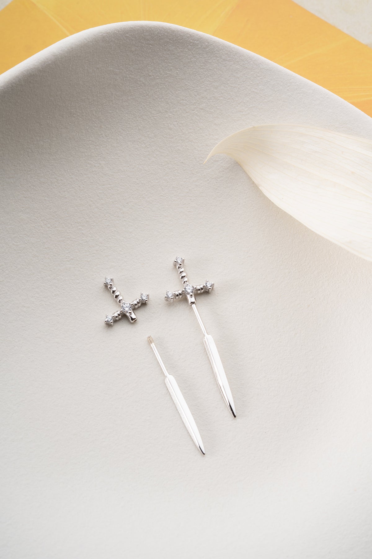 Zircon Stone Silver Sword Earrings