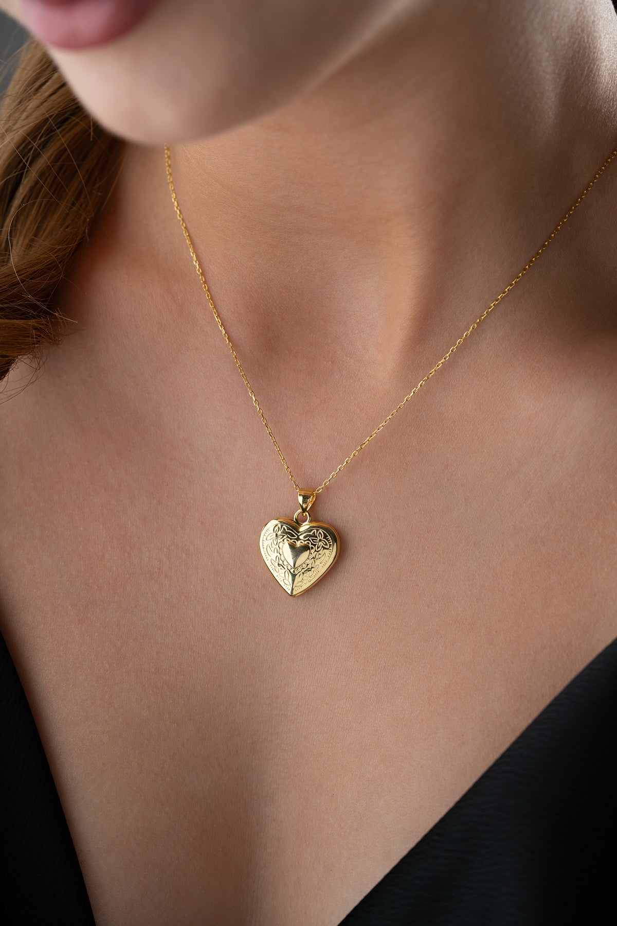 Golden Memory Herz Silber Medaillonkette