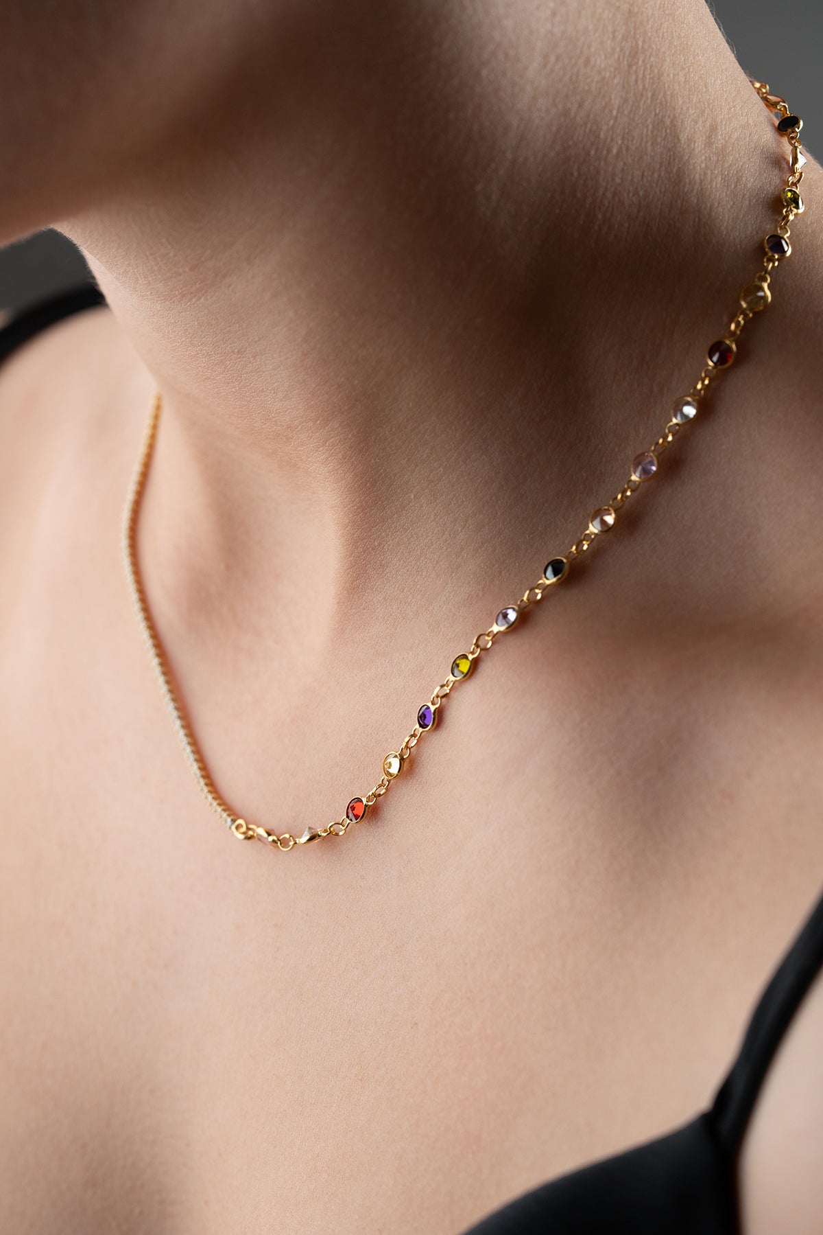 Kette mit bunten Steinen – 925 Sterling Silber – Rainbow Shine