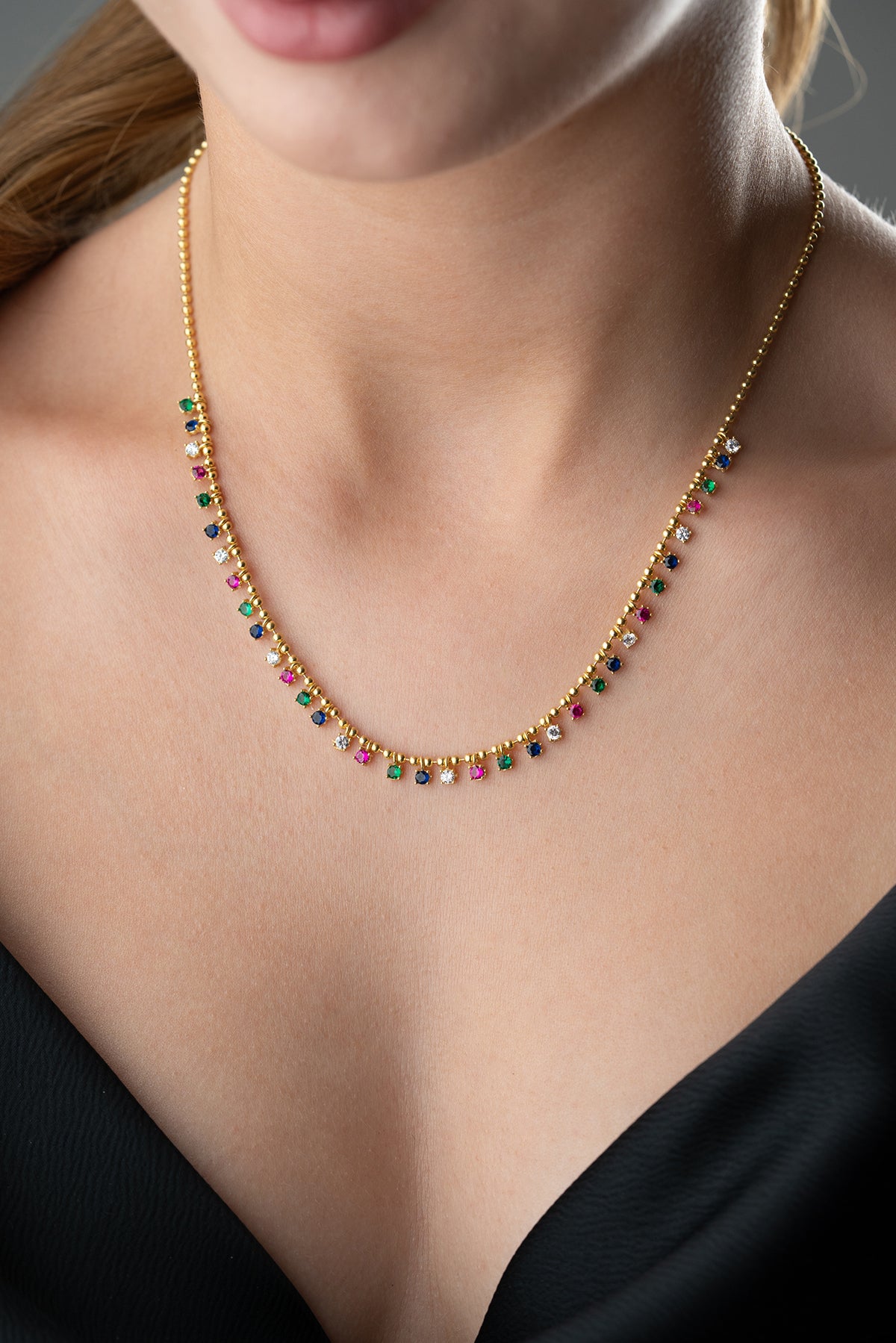 Serenay Halskette – Mit bunten Steinen – 925 Sterling Silber