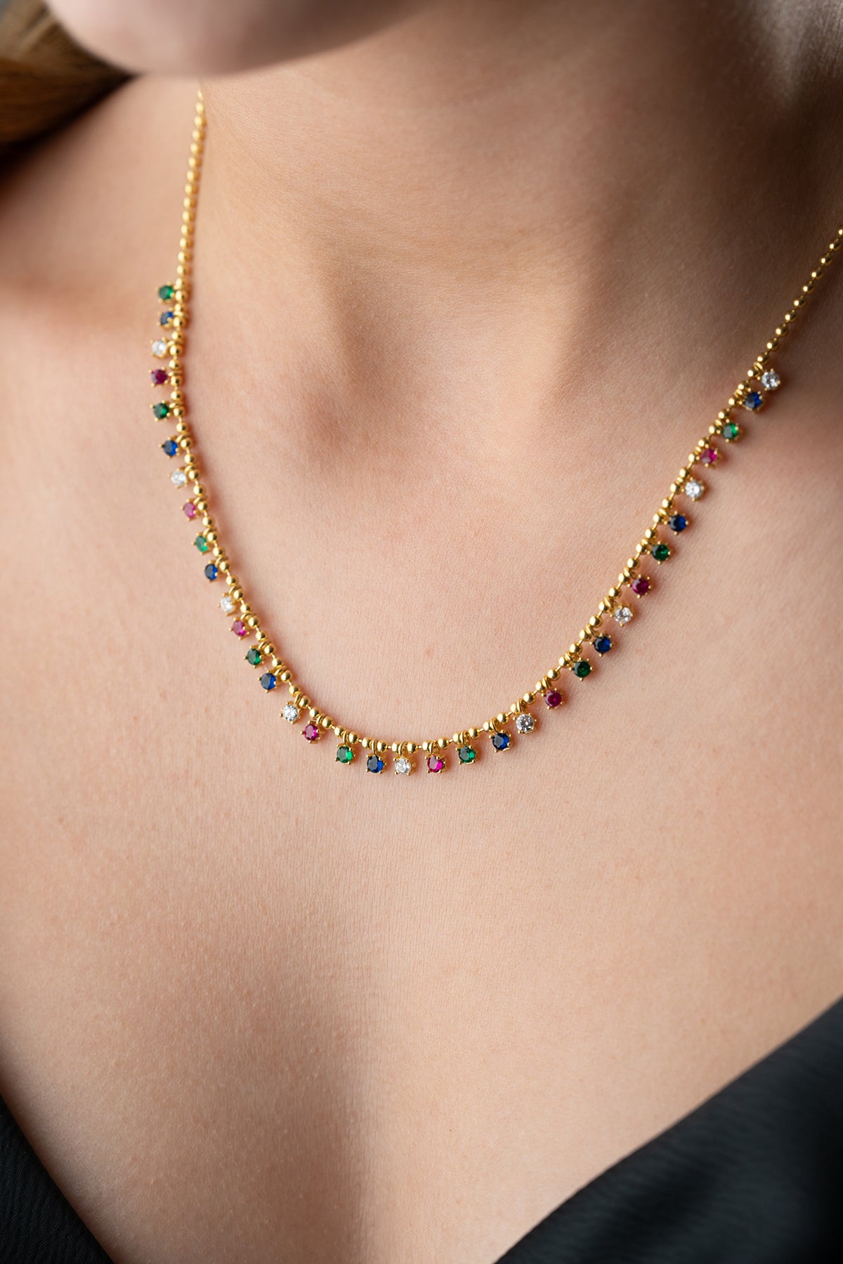 Serenay Halskette – Mit bunten Steinen – 925 Sterling Silber