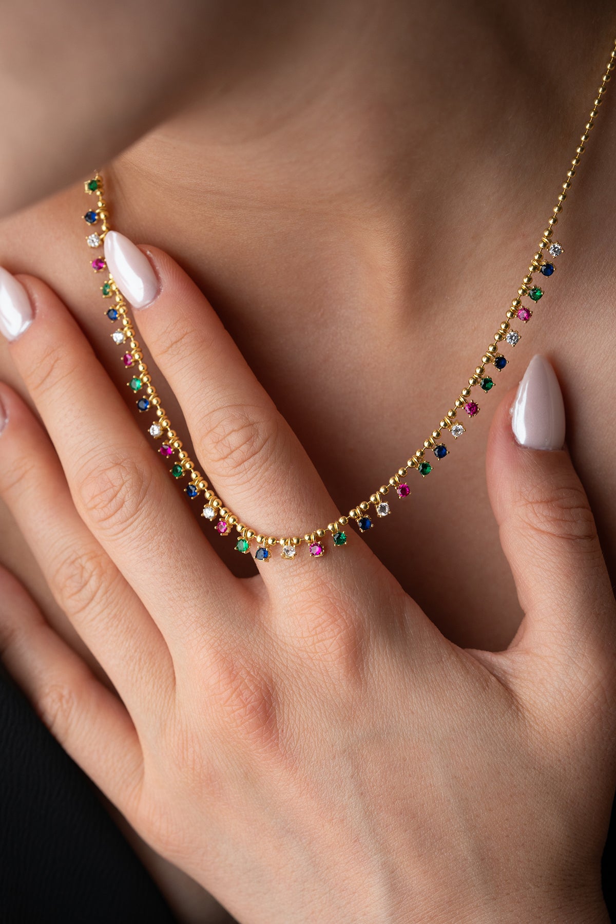 Serenay Halskette – Mit bunten Steinen – 925 Sterling Silber