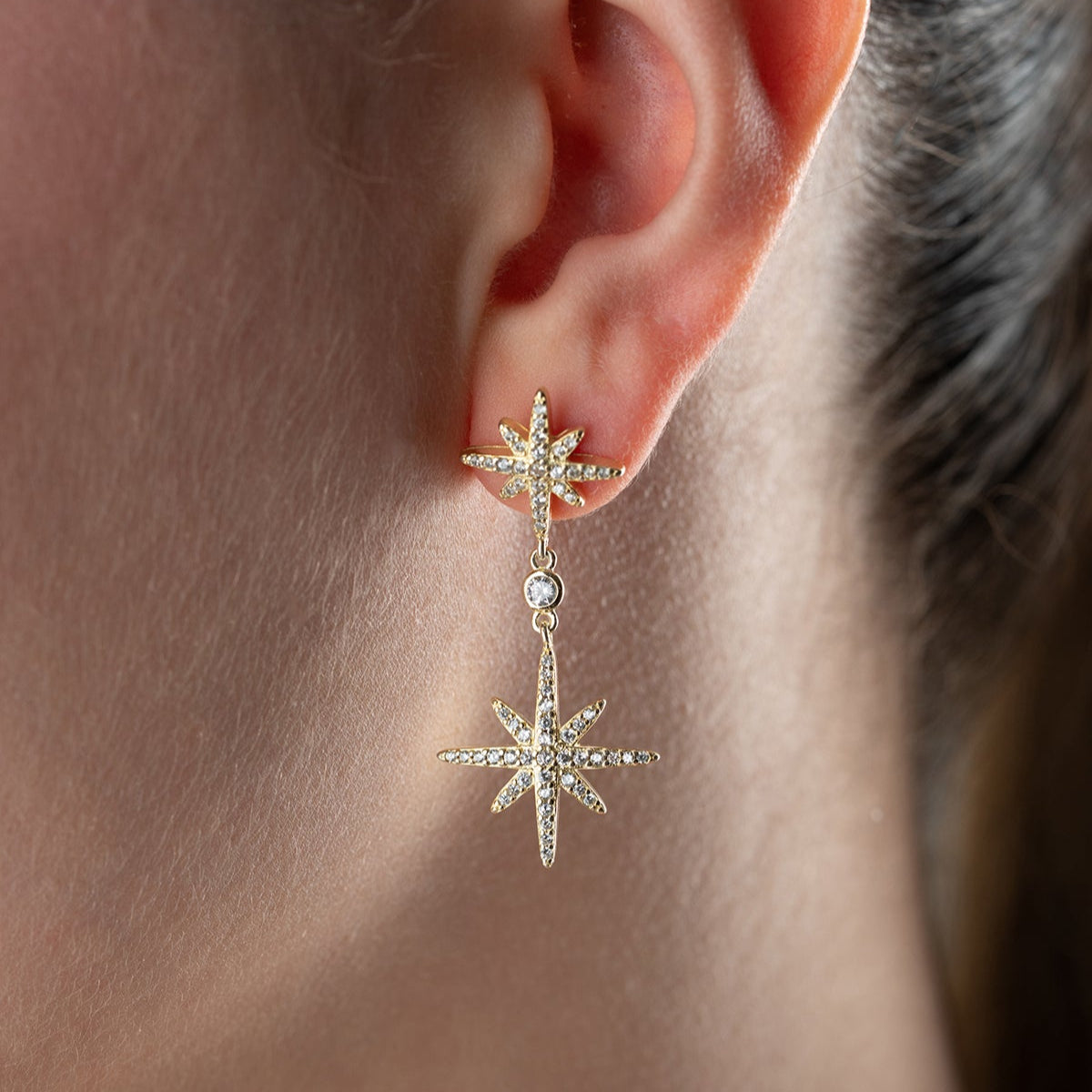 925 Silver North Star Earrings