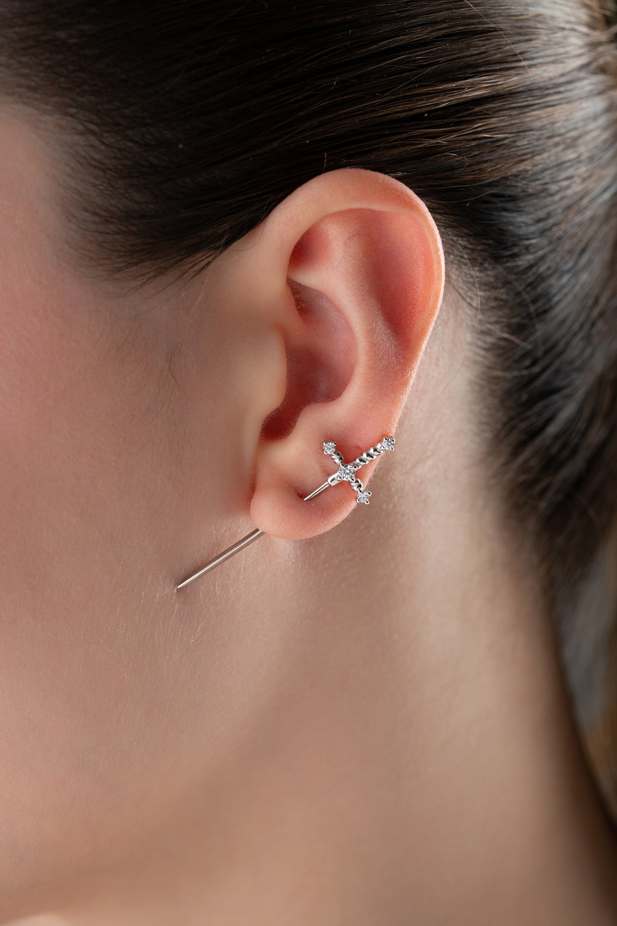 Zircon Stone Silver Sword Earrings