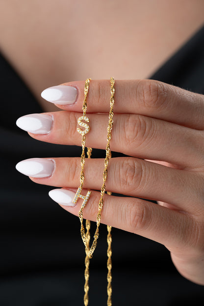 Personalized Necklace with Double Letter - 925 Sterling Silver