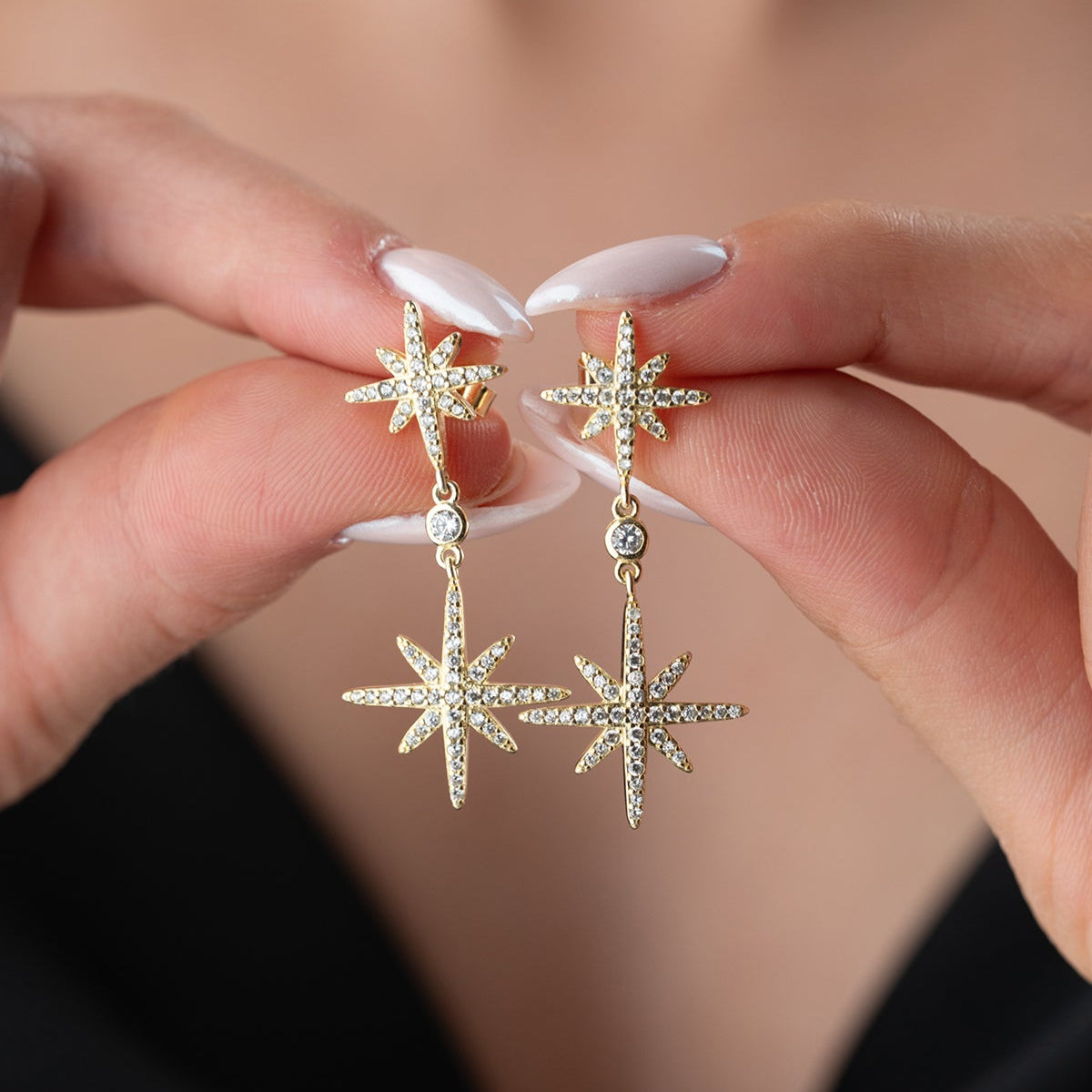 925 Silver North Star Earrings