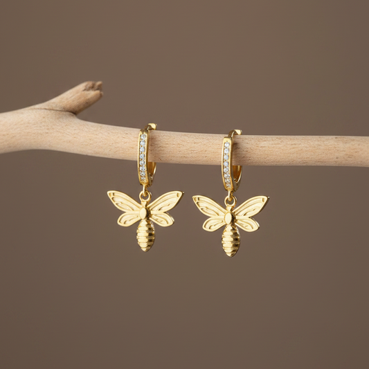 Queenbee gold -plated bee earrings