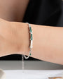 Green Stone Detail Silver Chain Bracelet