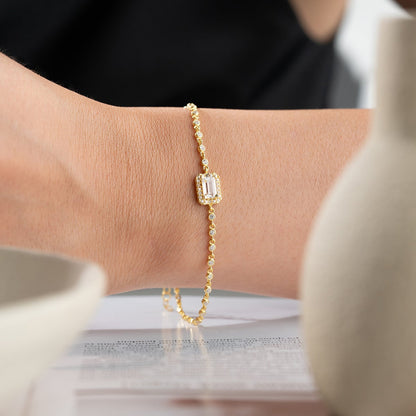 925 Ayar Gümüş Baget Taşlı Bileklik