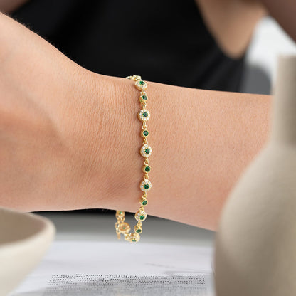 Zümrüt Taşlı Altın Kaplama Bileklik