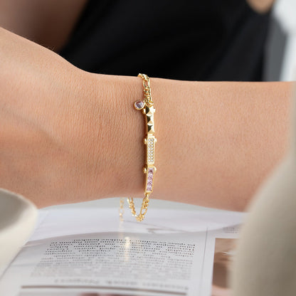 Bracelet en pierre rose élégant - 925 argent sterling