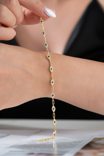 Bracelet Blue Aura Nazar - 925 Silver