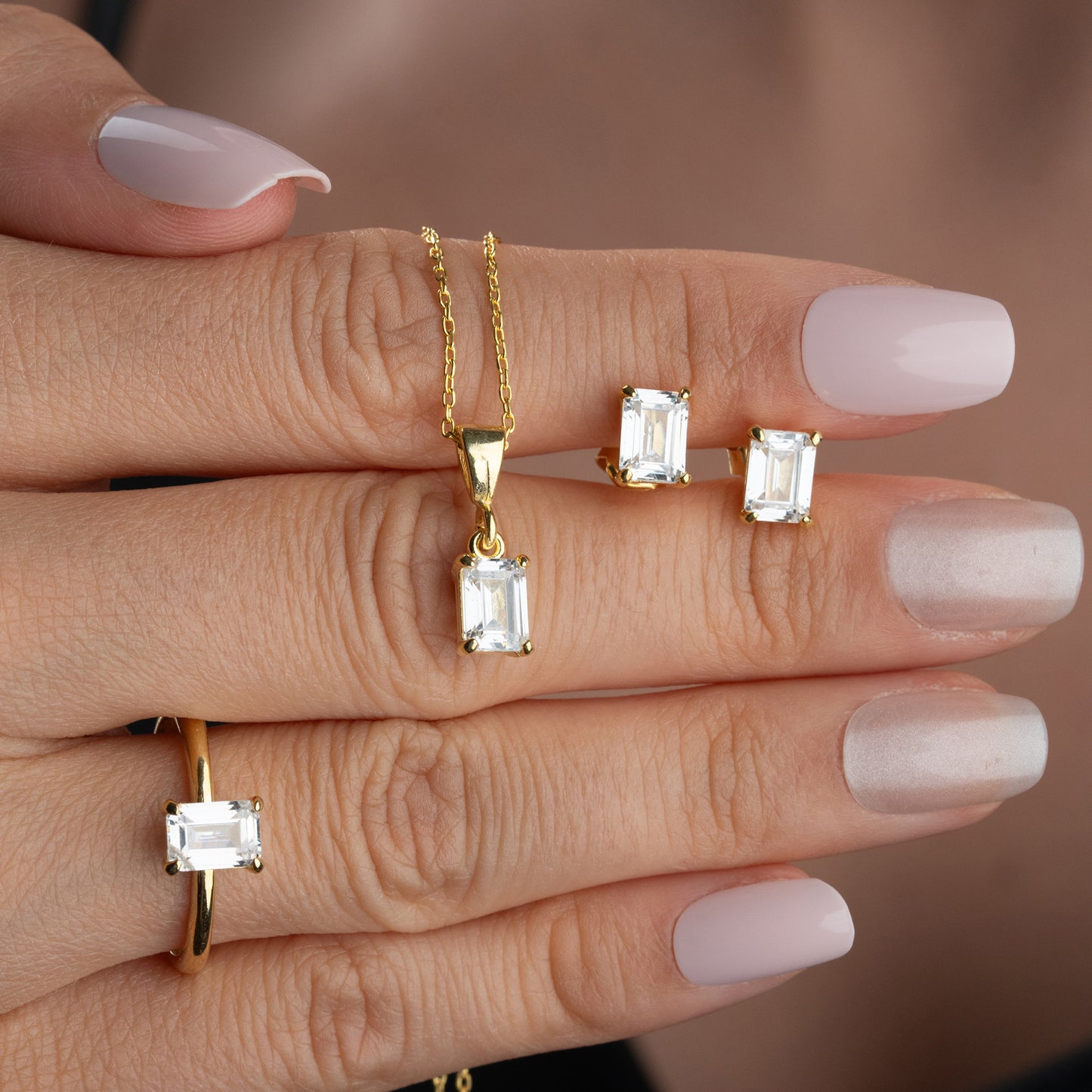Lumière Parure Baguette | Argent 925 Plaqué Or