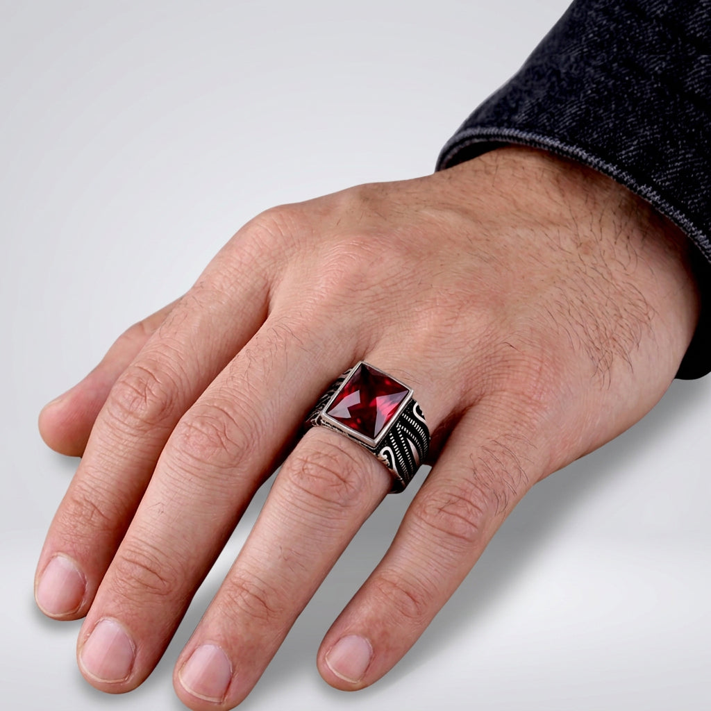 Onyx Crown Herrenring | 925 Silber