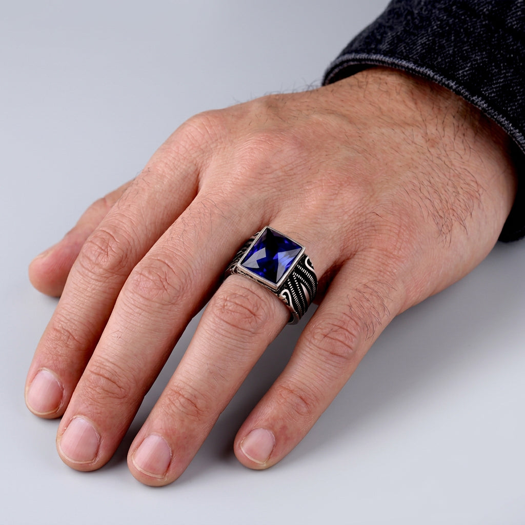 Onyx Crown Herrenring | 925 Silber