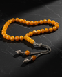 Gelber Damla Kehribar Tesbih | 925 Sterling Silber