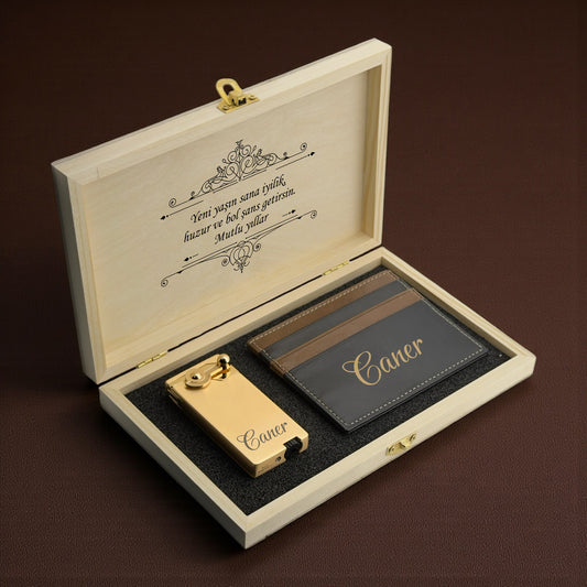 Kişiye Özel Çakmak & Kartlık Hediye Seti